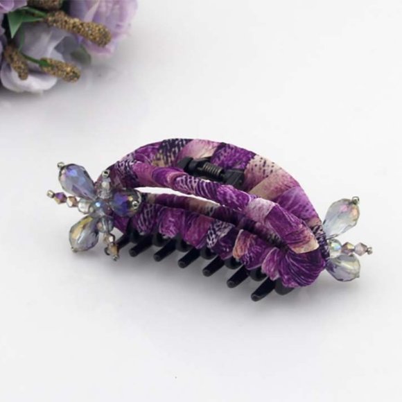 Handmade Flower Hair Clip Purple Floral Jaw Clip - Picture 6 of 7